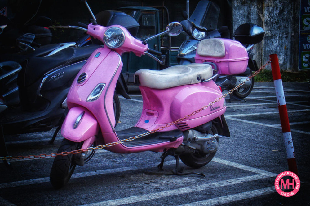 Pink Vespa, Portofino, Italy